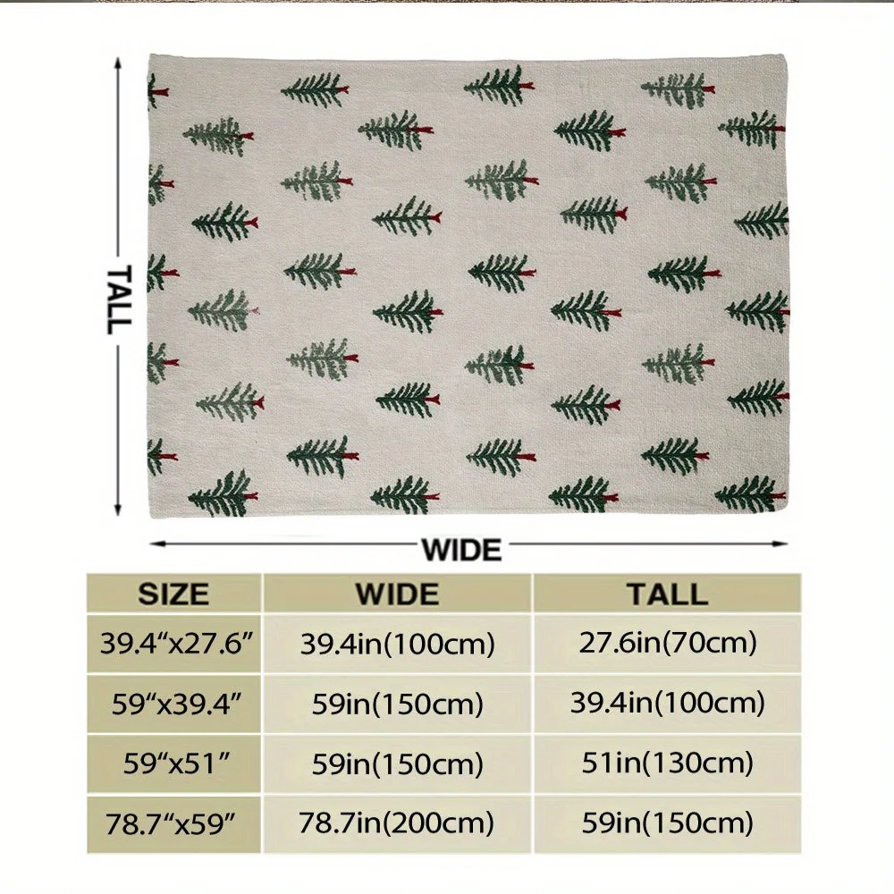 1pc Christmas Pine‑Tree‑Print Throw Blanket, Sofa & Bed & Office Decor, Versatile Holiday Home Gift