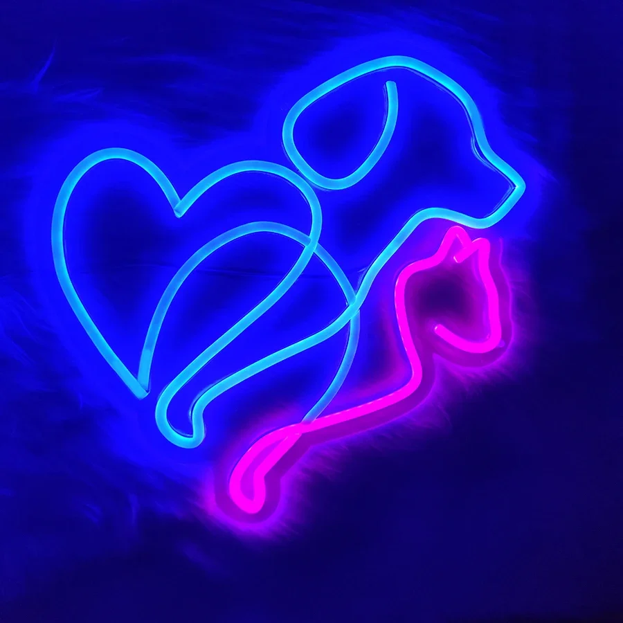 Lovely Cats And Dogs Led Neon Wall Decoration, Animal Signs, Usb Power Supply, Suitable For Pet Shops Who Love Cats And Dogs.