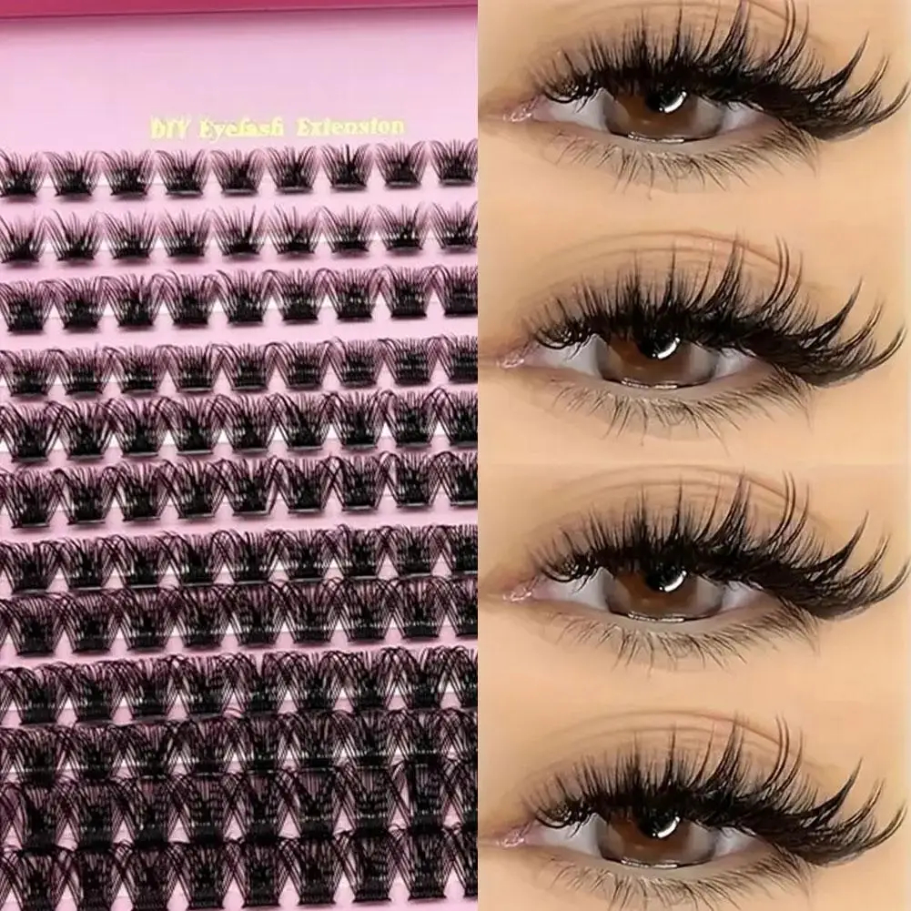 DIY Eyelash Extension Kit With Tweezers Glue 8-16mm Look Eyelash Set Tray Cluster Mixed 144 Single Lashes PCS False Natural S3A7