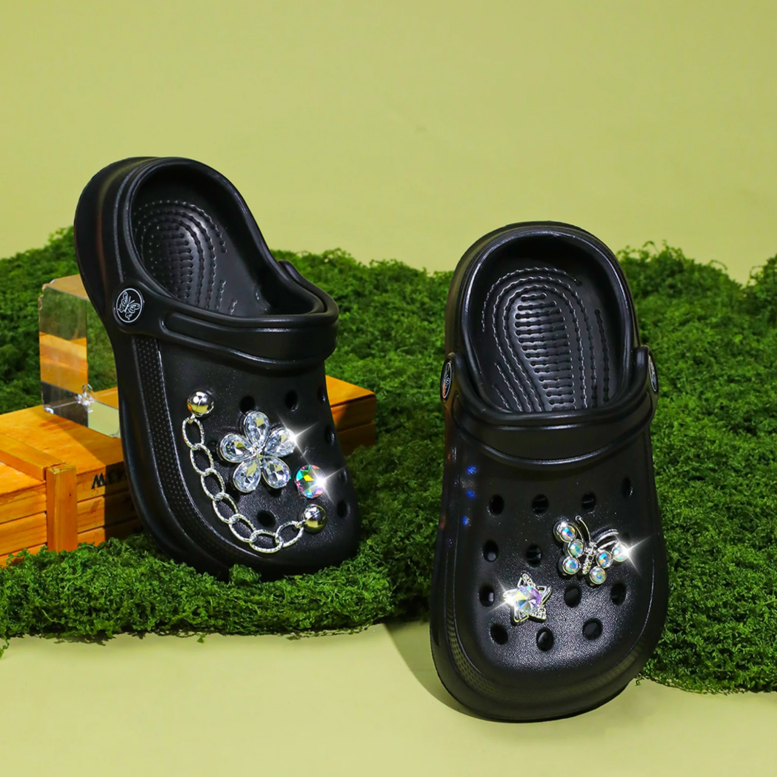 Kids Slip-On Clogs and Mules - Breathable, Waterproof, EVA Garden Shoes with Decorative Chain for Beach and Everyday Wear 168