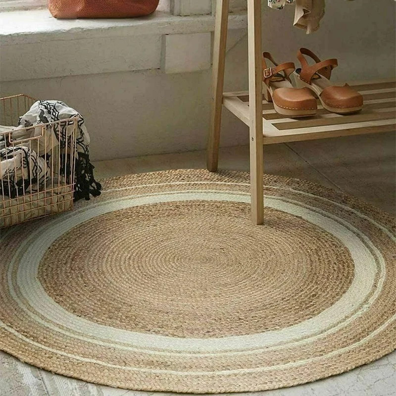 

Carpet Round Natural Woven Jute Modern Rustic Look Handmade Double-sided Decoration Home Living Room Decoration