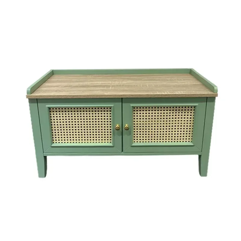 

Light blue wooden rattan cupboard storage shoe Storage cabinet with 1 drawer 2or3 doors