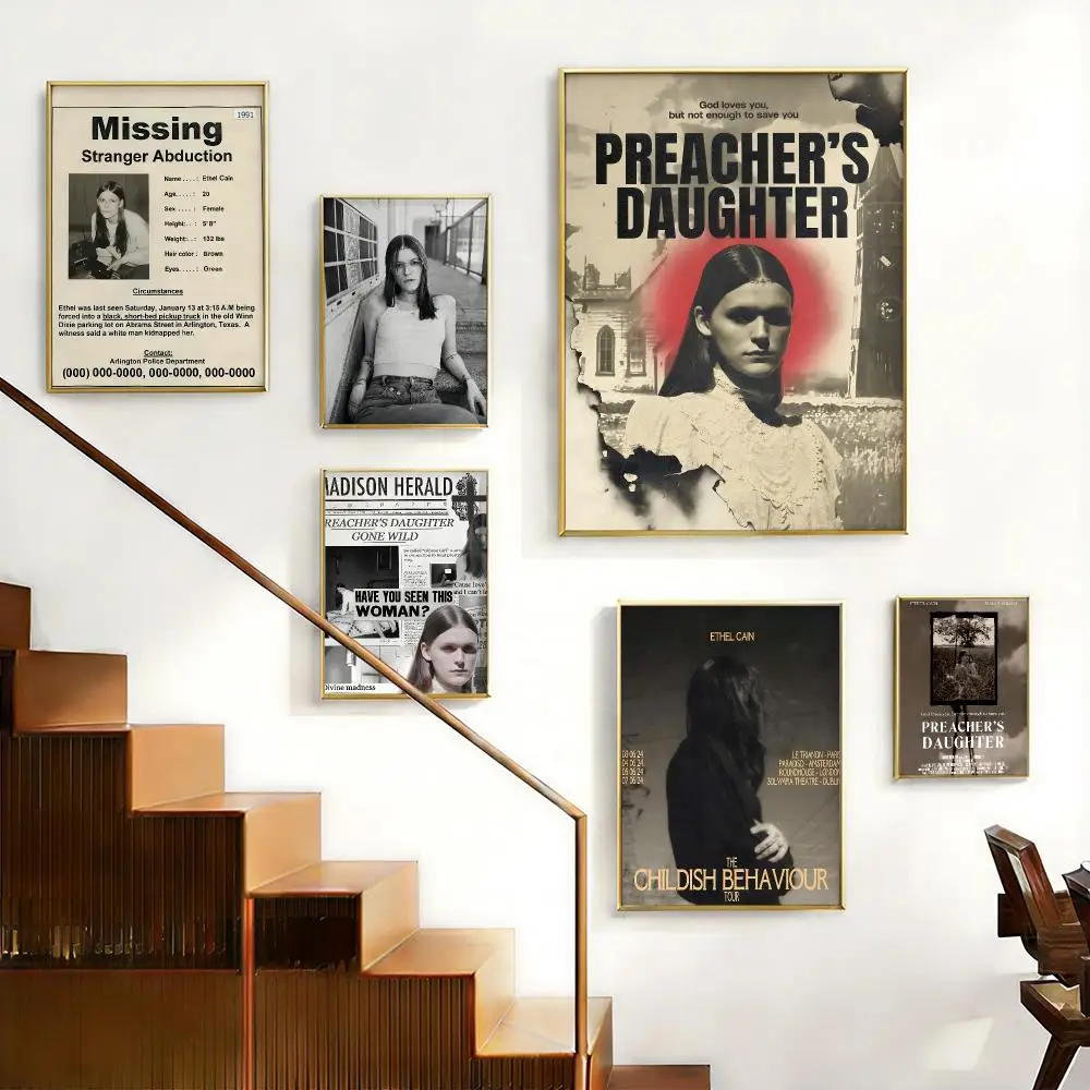 Aesthetic Singer E-Ethel CainS Poster HD Self-Adhesive No Residue After Removal Ideal for All Kinds of Wall Decor