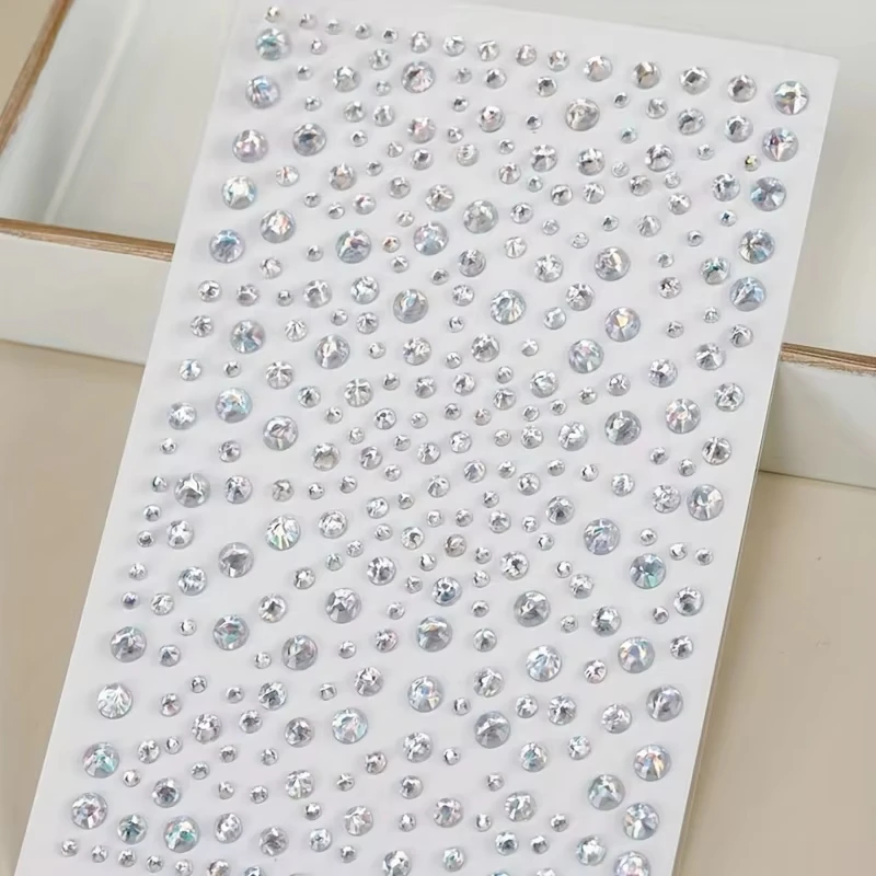 1/2 Packs Round Rhinestone Face Jewels Stickers 3D Multicolor Self-Adhesive Gems for DIY Festival Party Eye & Face Makeup Decor