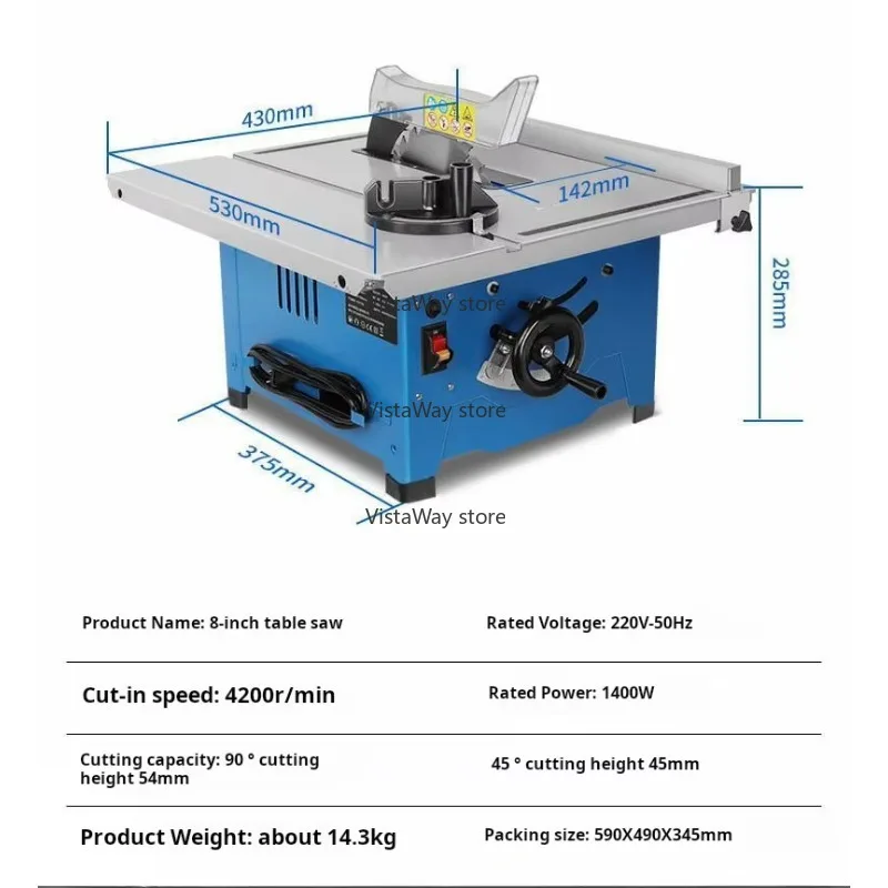 Мини-портативная 8-дюймовая настольная циркулярная пила для резки алюминия, бытовой многофункциональный раздвижной станок для резки дерева