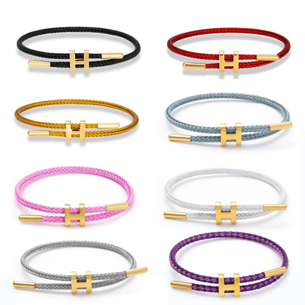 Multicolor Stainless Steel Wire Rope Adjustable Bracelet Waterproof No Fade Luxury Minimalist Couple Jewelry Gift for Men Women