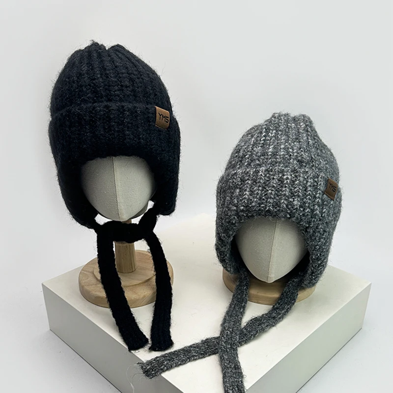 Outono e inverno novas mulheres carta tiras de malha chapéus piloto quente casual versátil ao ar livre gorros moda coreano confortável