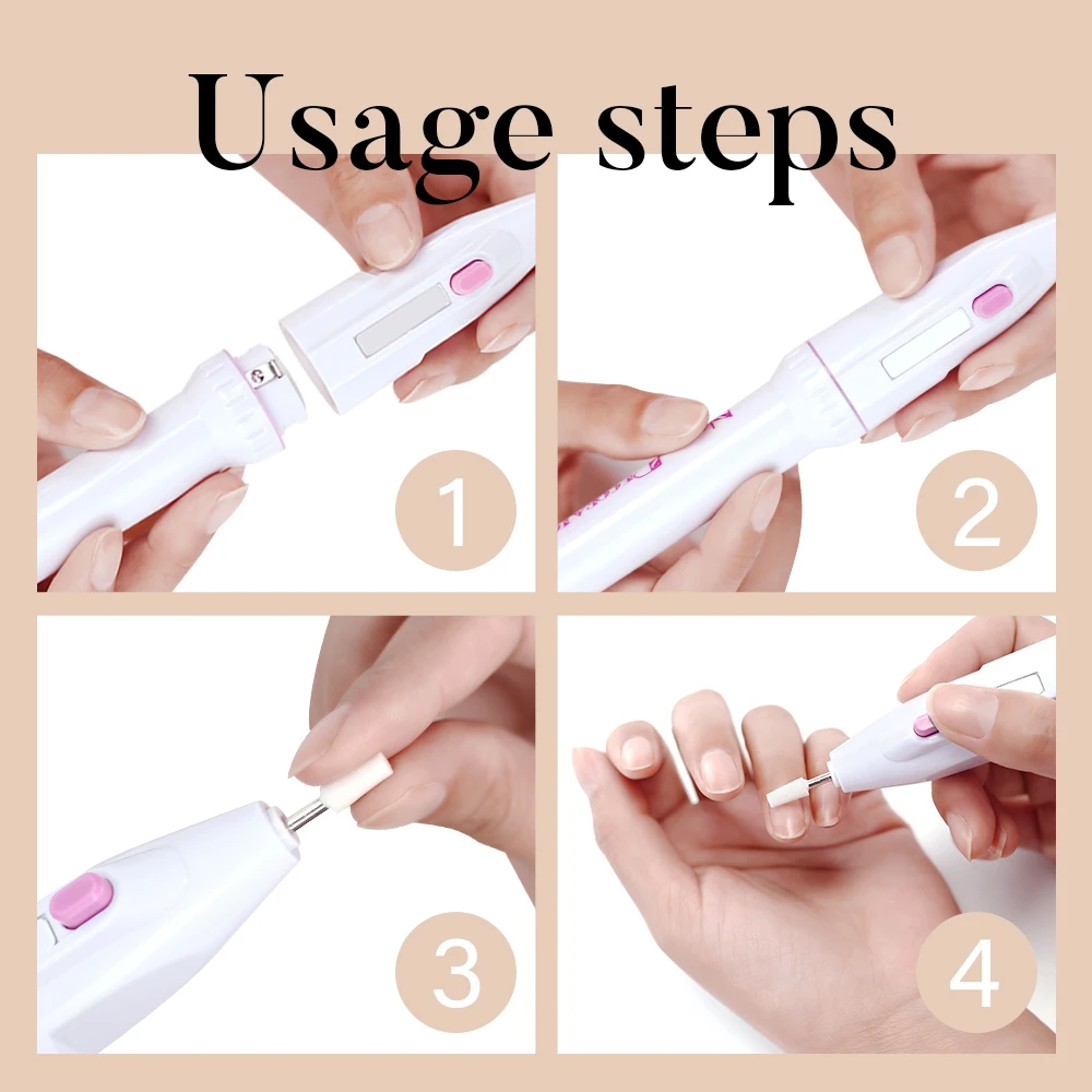 Pulidor de uñas, Mini taladro eléctrico para uñas, conjunto adecuado para uñas y pies, herramientas profesionales portátiles para decoración de uñas