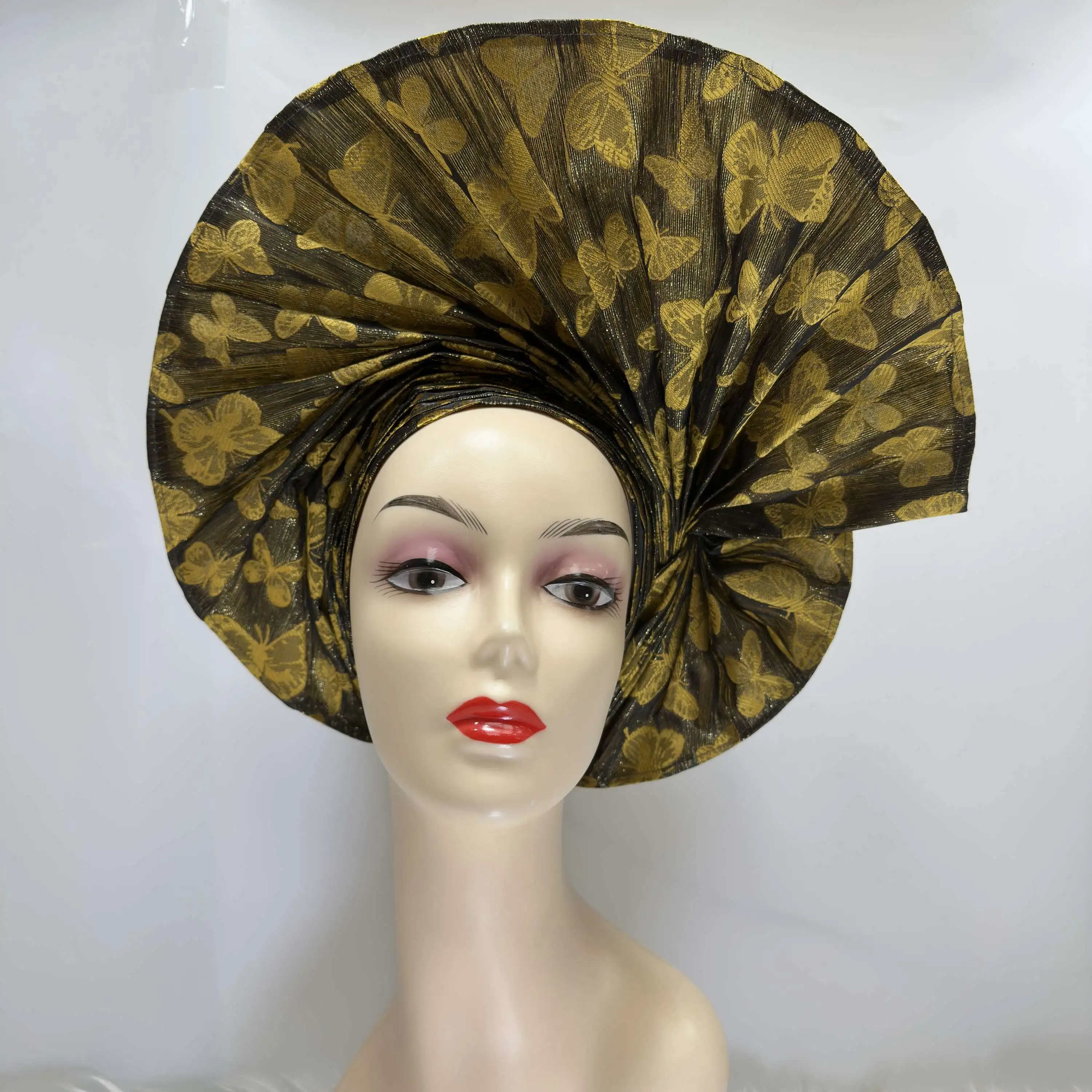 

African Sego Scarf Headtie High Quality Nigerian Auto Gele for Aso Oke Women Head Tie for Wedding Party Bonnet Turban Cap