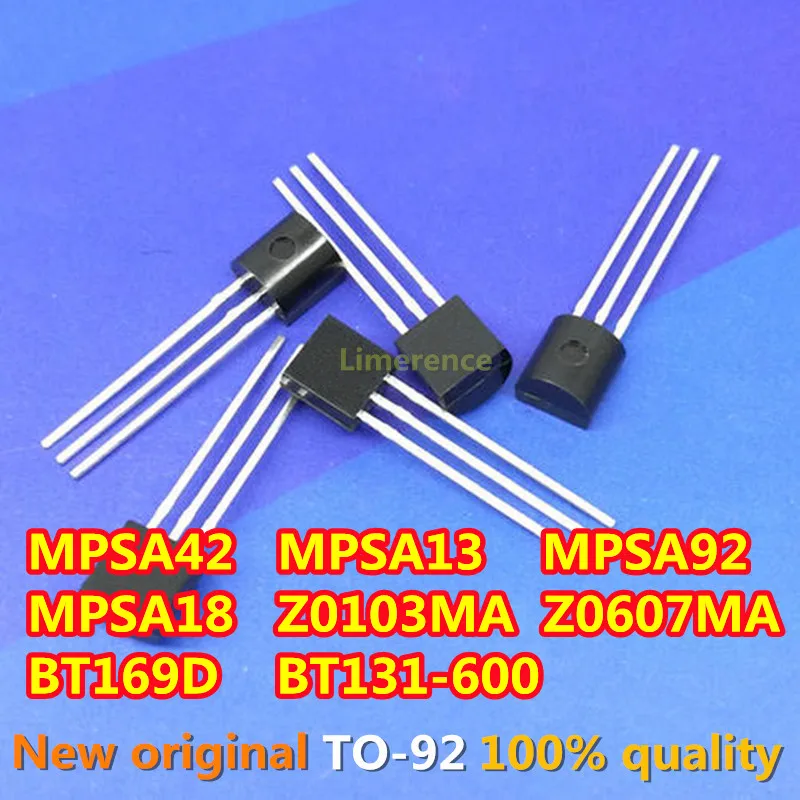100pcs MPSA42 MPSA13 MPSA92 MPSA18 Z0103MA Z0607MA BT169D BT131-600 A42 A13 A92 0103MA Z0103 Z0607 0607MA 131-600 transistor-