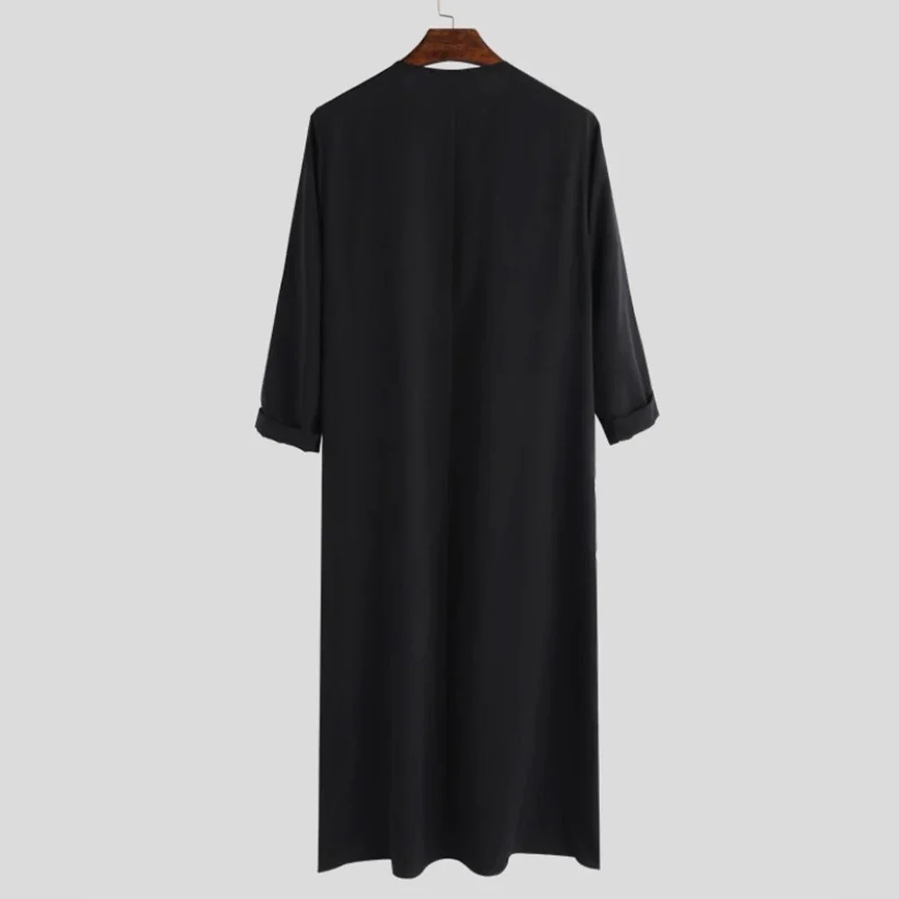 Male Long Shirt Muslim Personalized Solid Color Arab Thobe Comfortable Kaftan Robes Long Shirt Long Sleeve Brand New