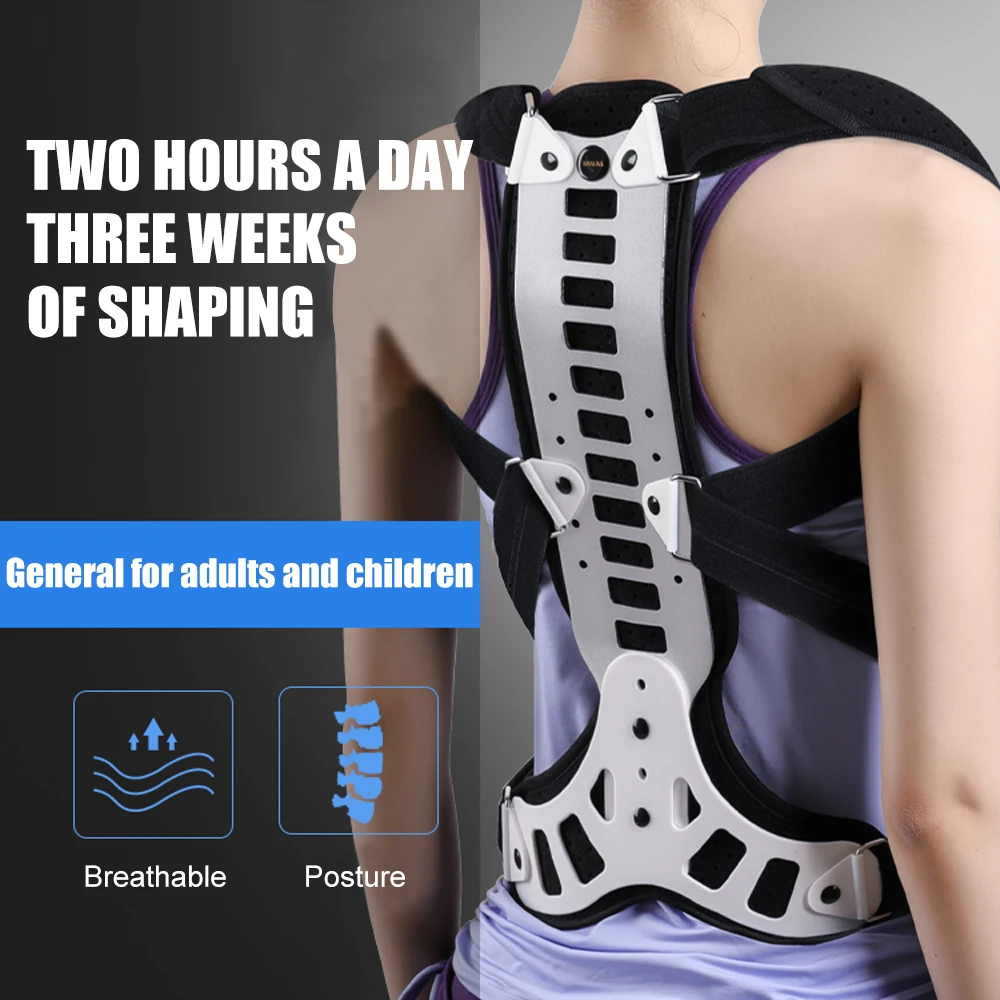 Metal Full Back Brace Posture Corrector Men Women Upper Back Straightener Shoulder Support Brace for Back Pain Relief