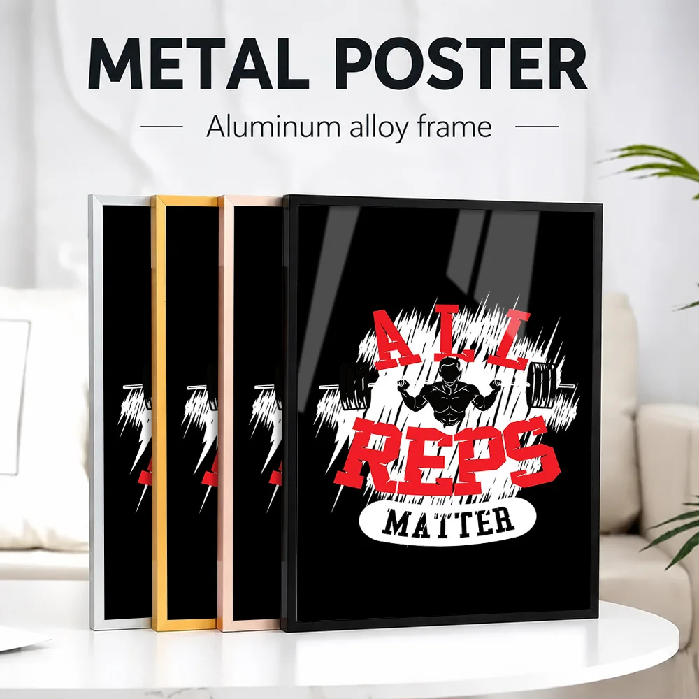 All Reps Matter Fitness Typography Framed Metal Poster Personalized Photo High Energy Style Wall Art For Home Office Coach Gift