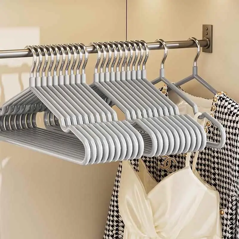 

Non-Slip Large Coat Hanger Home Use Chrome Plated Plastic Thickened Rust Proof No Balloning for Balcony Dormitory Use