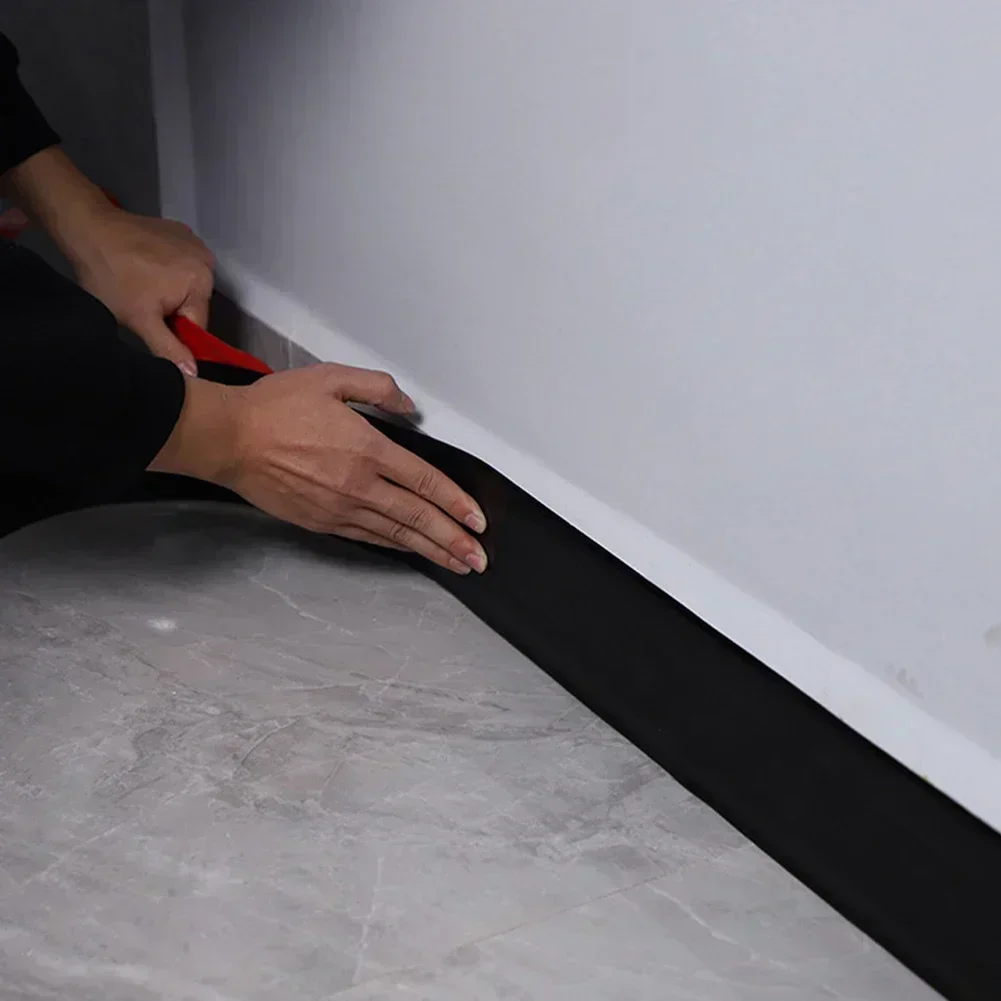 Wall Trim, Flexible PVC Skirting Trim, Grooved 5-meter Skirting Trim, Peel-and-stick Groove Base, Rubber Wall Base Tools