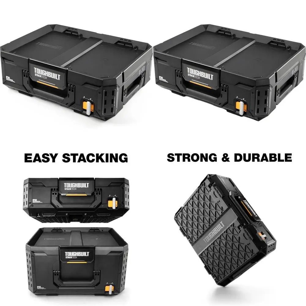 

Secure StackTech Plastic Toolbox, Durable Storage Organizer in Black