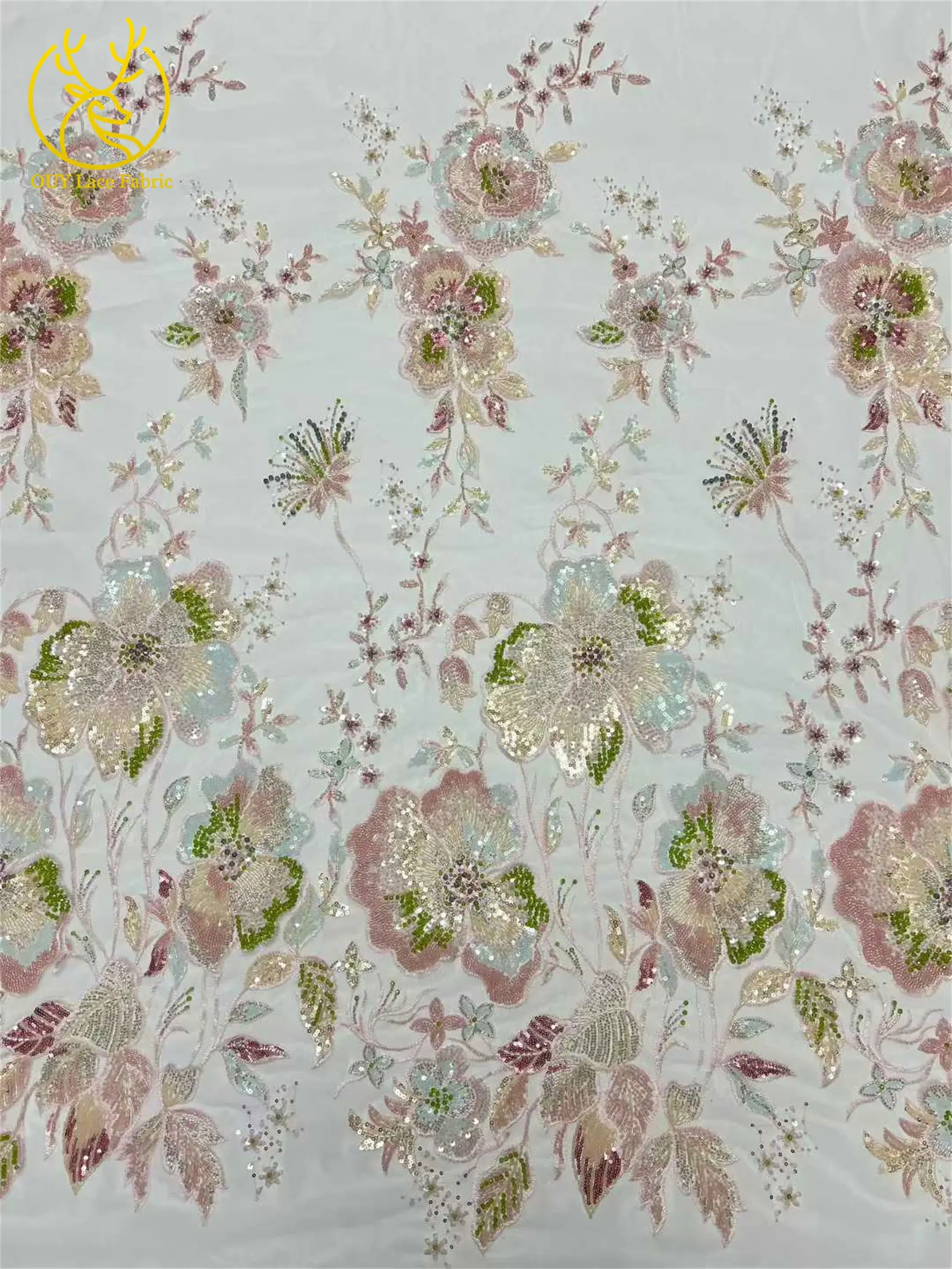 Afrikanischer schwerer Perlen-Spitzenstoff, 5 Yards, luxuriöse französische Pailletten-Spitze, Nigeria-Stickerei, Tüllspitze für Hochzeitskleider – Detail 17