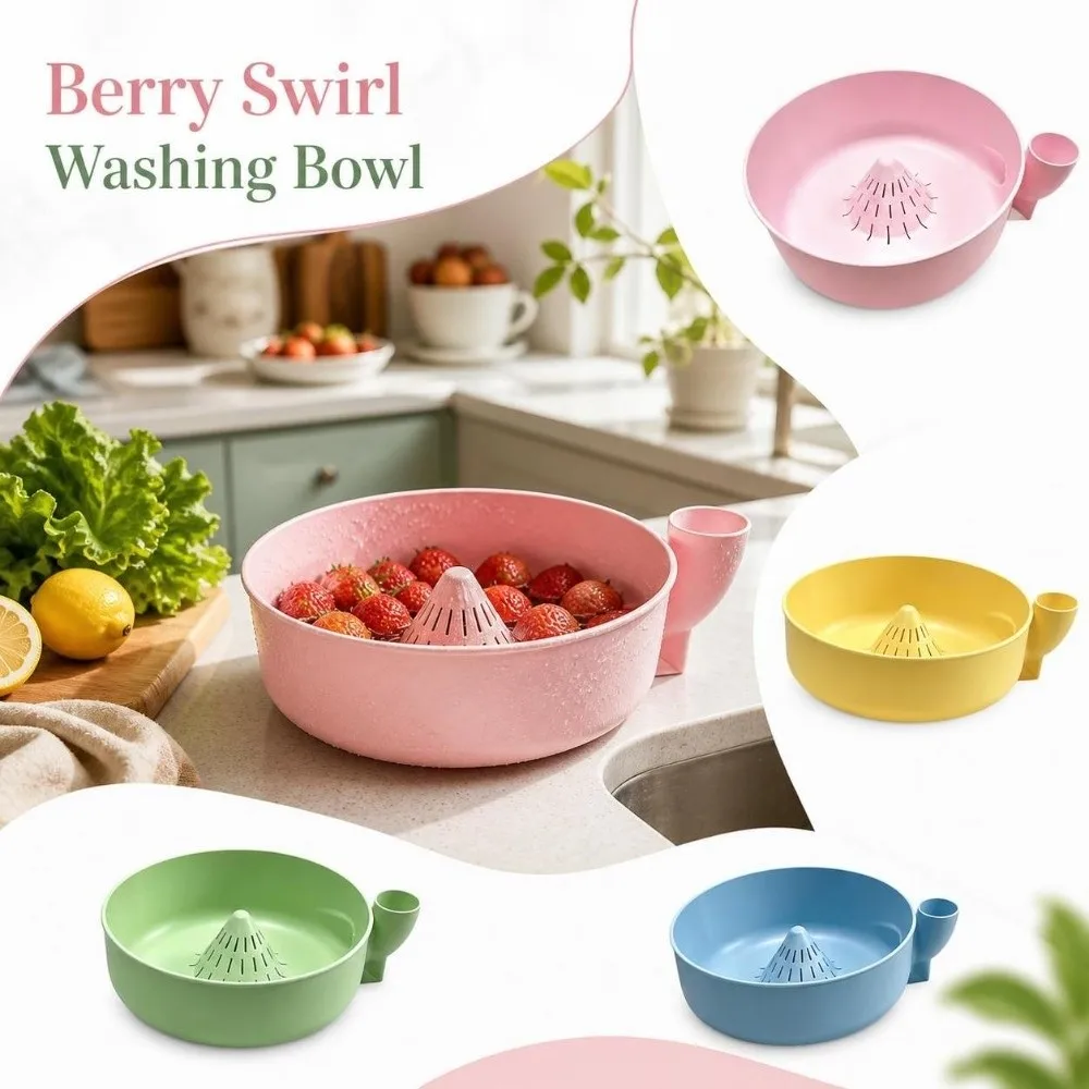 Rotating Berry Swirl Washing Bowl Quick Drain with Drain Holes Automatic Fruit Wash Bowl Multi-functional Easy Clean