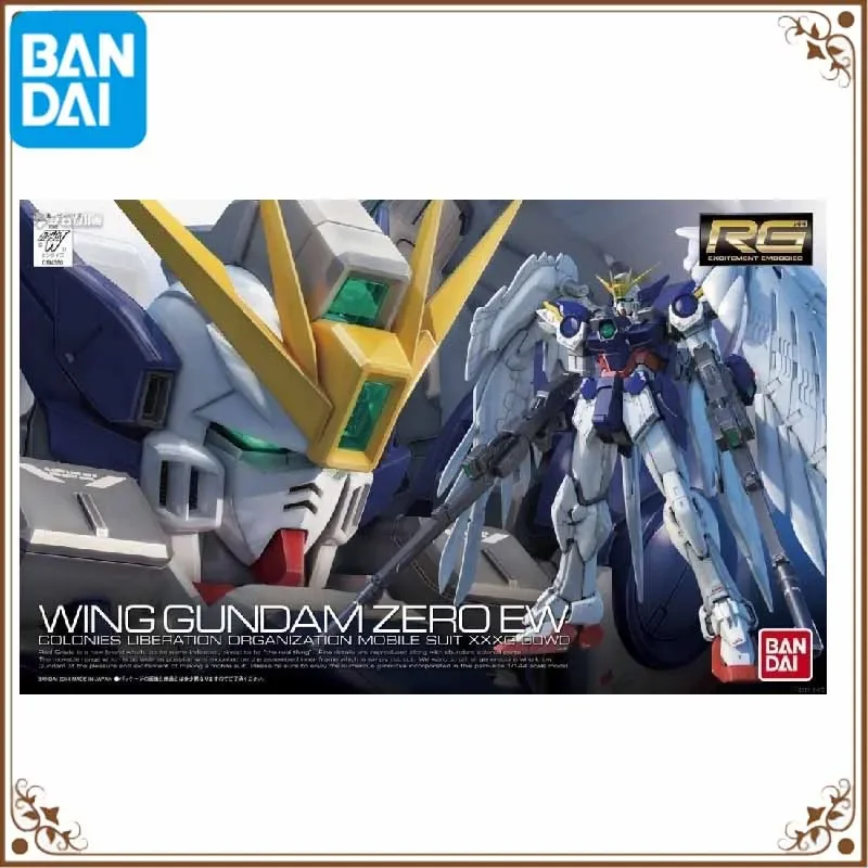 Bandai Original RG 1/144 17 XXXG-00W0 WING GUNDAM ZERO EW Anime Action Figure Assembly Model Toys Collectible Model Ornaments