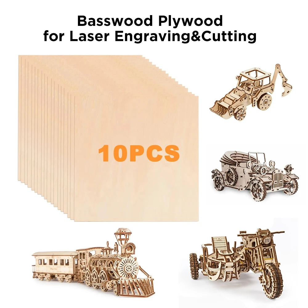 10PCS Basswood Plywood Unfinished Wood Slices 300x300mm Easy Cutting For Laser Engraving and Cutting DIY Model Drawing Painting