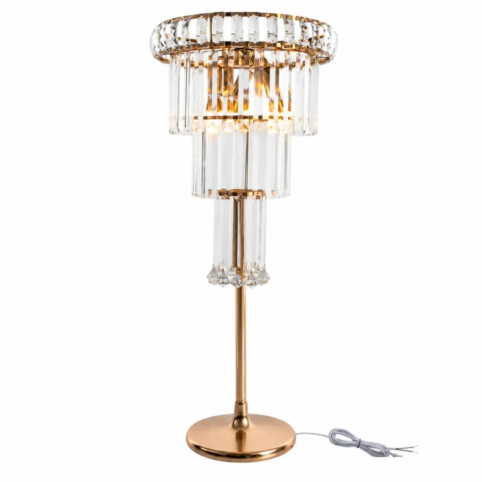 Tiered Loop Crystal Light Stand Illuminated Freestanding Crystal Light Stand Elegant Chandelier Floor Lamp for Stage Decoration,