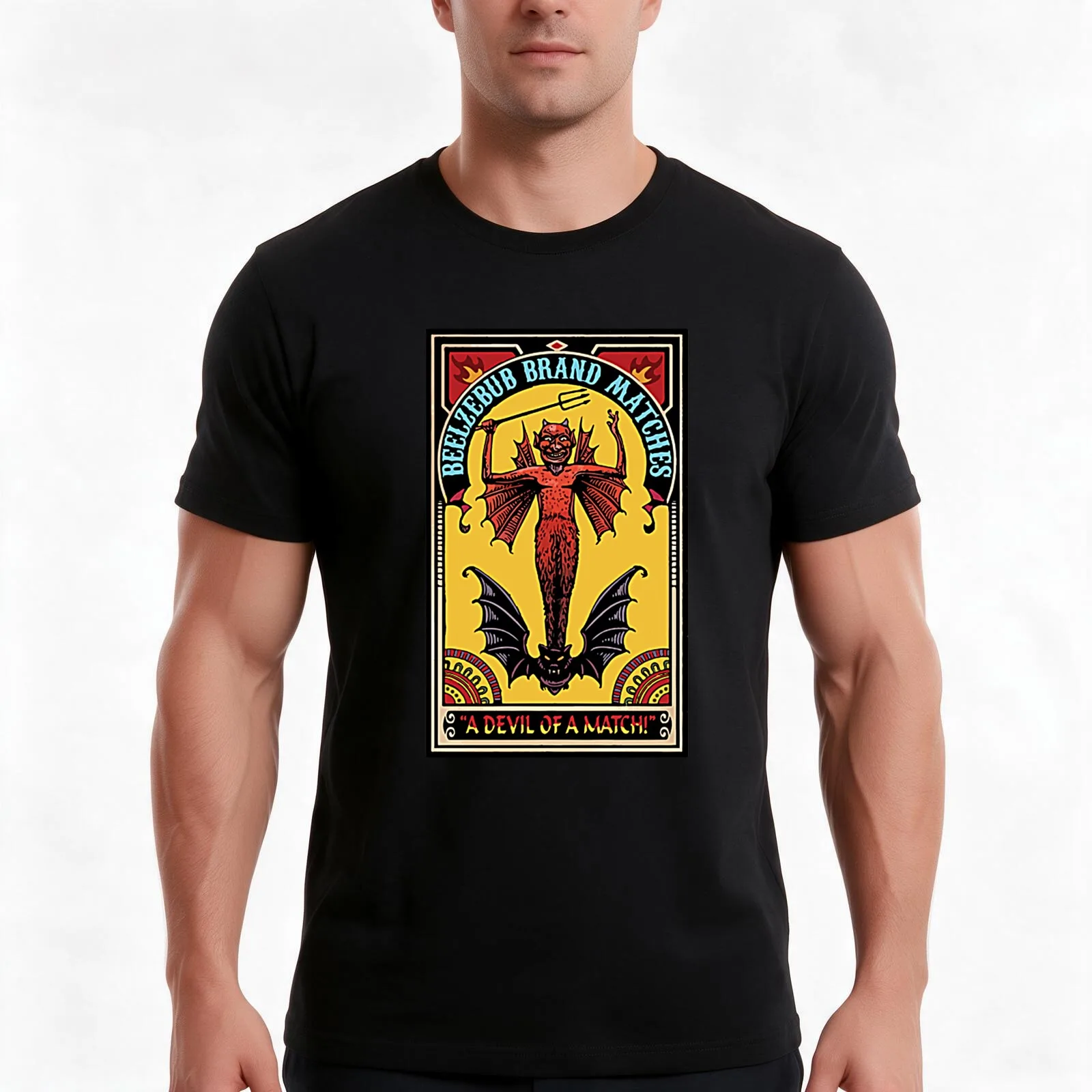 beelzebuba devil of a match T-Shirt, Summer Casual Cotton Tee, Oversized Streetwear Tops, Vintage Graphic Print, 100% Cotton