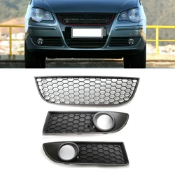 Car Fog Light Lamp Cover Bumper Grille Front Lower Bumper Center Grill For VW Polo MK4 9N3 2005-2009 Facelift 6Q0 853 677 B