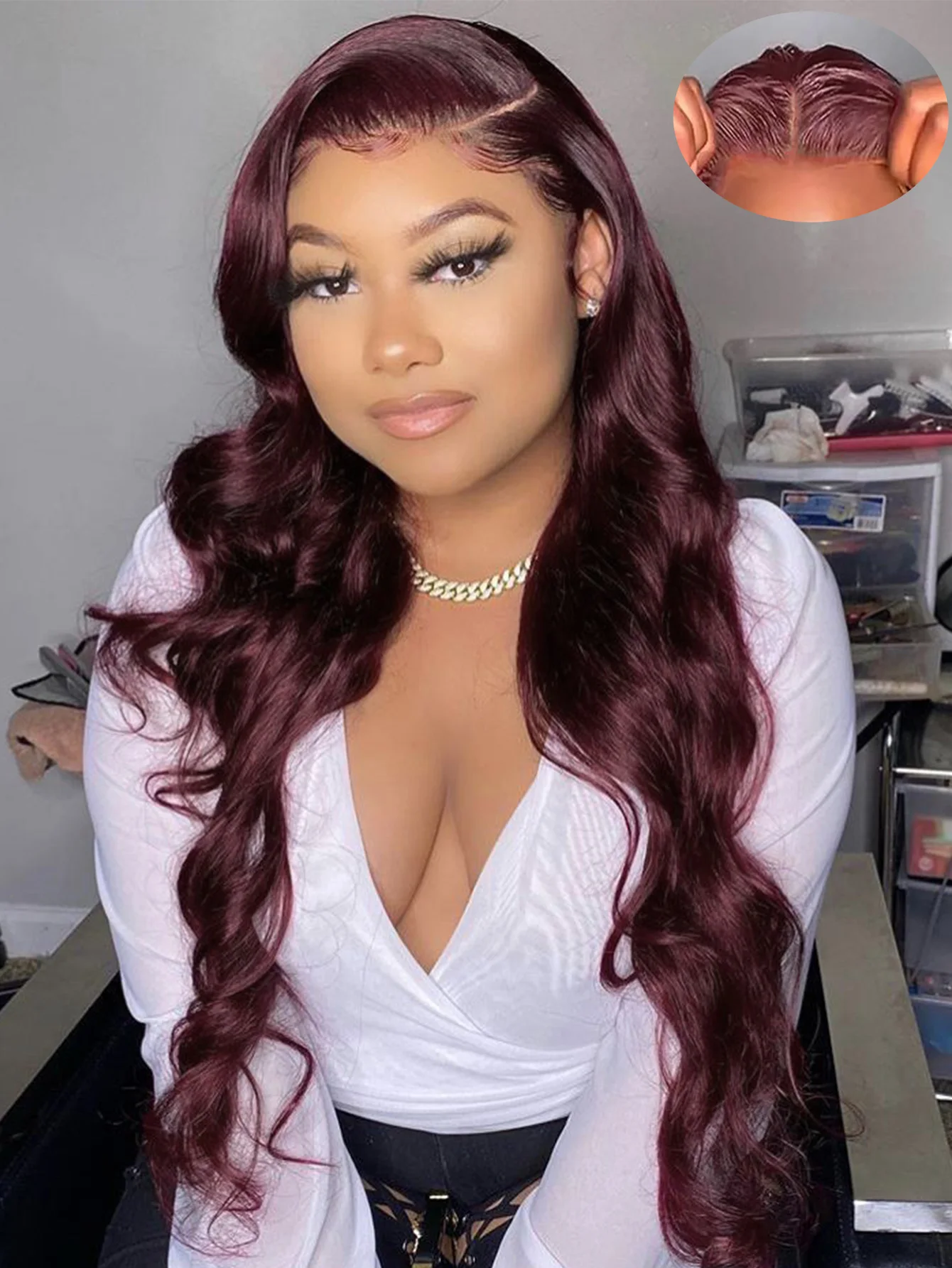 Burgundy Lace Front Wigs Ready To Go Glueless Wigs Human Hair Wigs Body Wave 9X6 Hd Lace Frontal Wigs Ginger Colored Pre Cut Wig