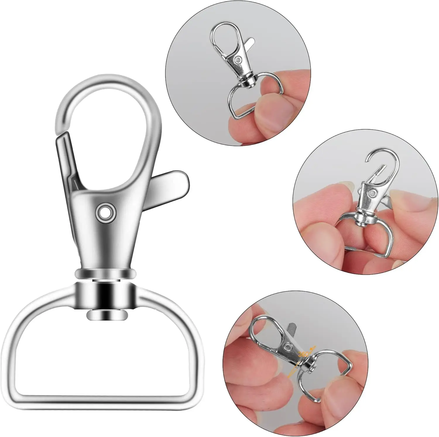 20/50 مفتاح سلسلة خطاف مشبك مع حلقة رئيسية DIY بها بنفسك الحرف اليدوية D حلقة كليب الحبل ملحقات الأجهزة مناسبة لصنع سلسلة المفاتيح #3