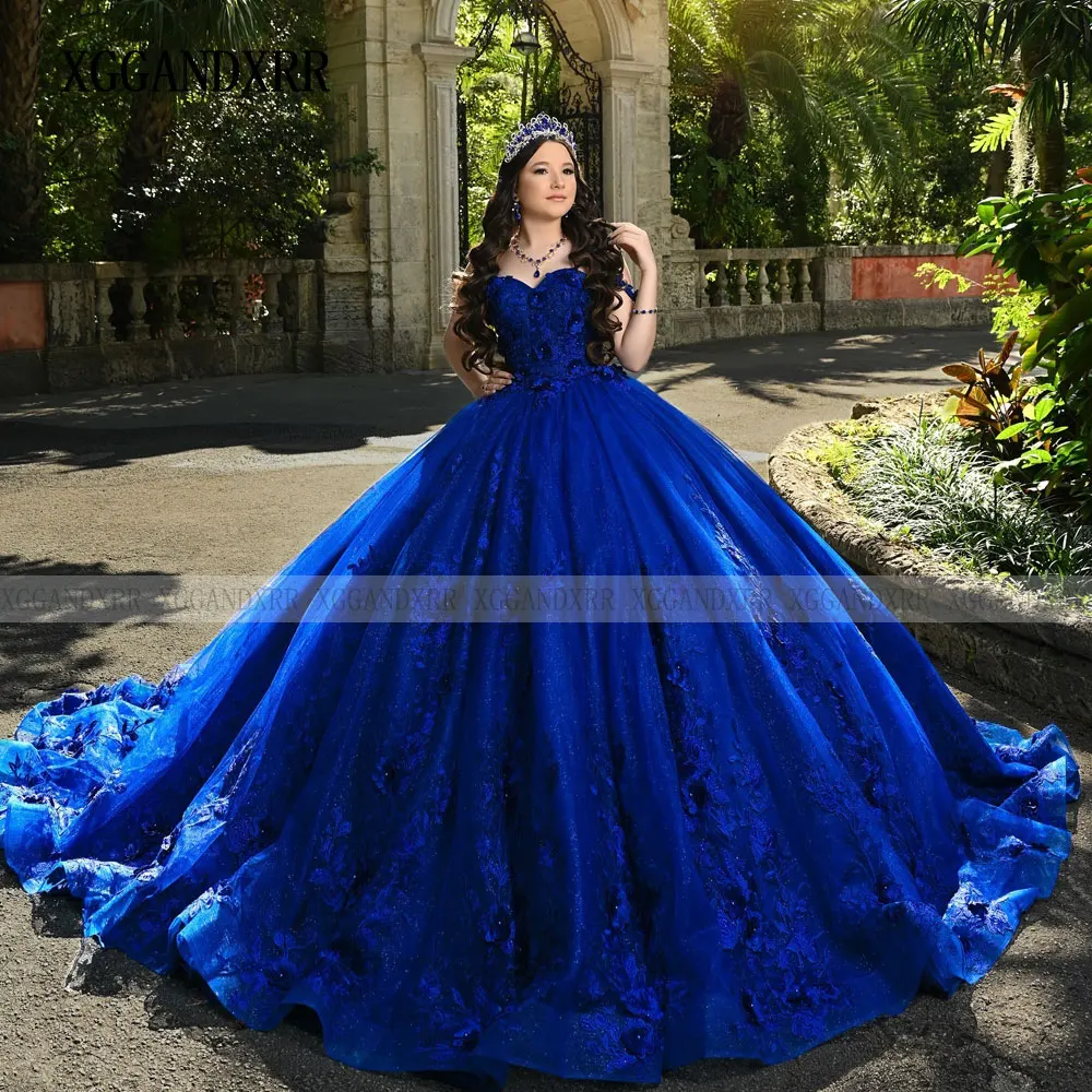 فستان Quinceanera أزرق مخصص 2026 ثوب حفلة مزين بالزهور حلو 16 فيستدوس دي 15 أنوس حفل رسمي لحفلة عيد الميلاد