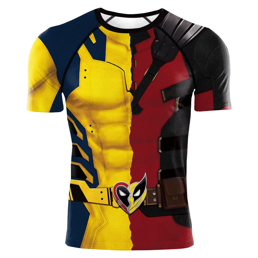 Costumes de cosplay Deadpool pour hommes, t-shirt d'entraînement de fitness, chemise de compression de sport, carnaval, film Wolverine Y-