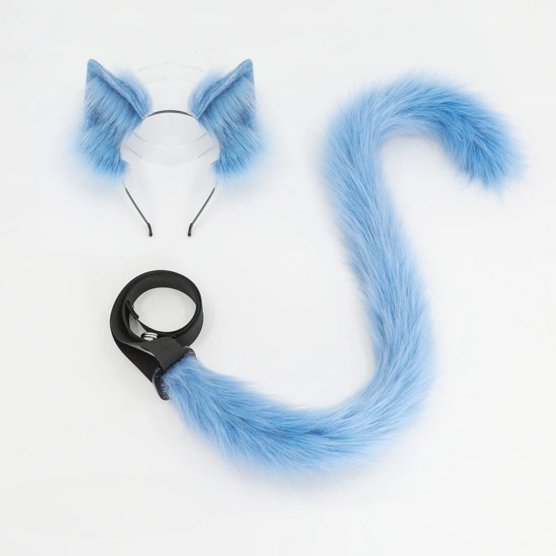 

Ear Tail Sets Artificial Fur Cat Ear Headband Tail Cute Cosplay Headwear White Black Red Purple Pet Costume Prop Plush Accessory