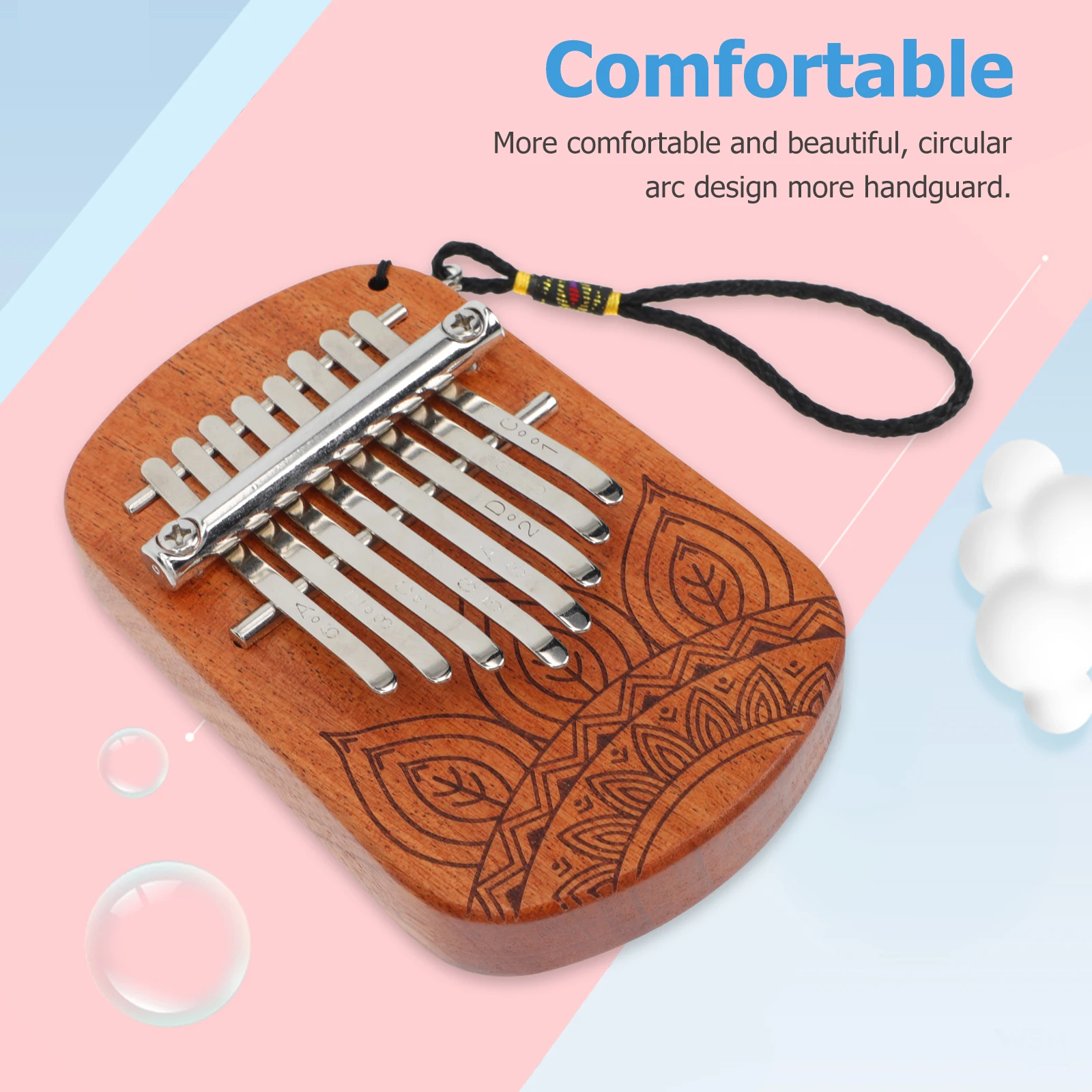 

Creative Mini Kalimba Thumb Piano for Kids Adults Beginners Exquisite Wooden Finger Instrument Portable Small with Patterns