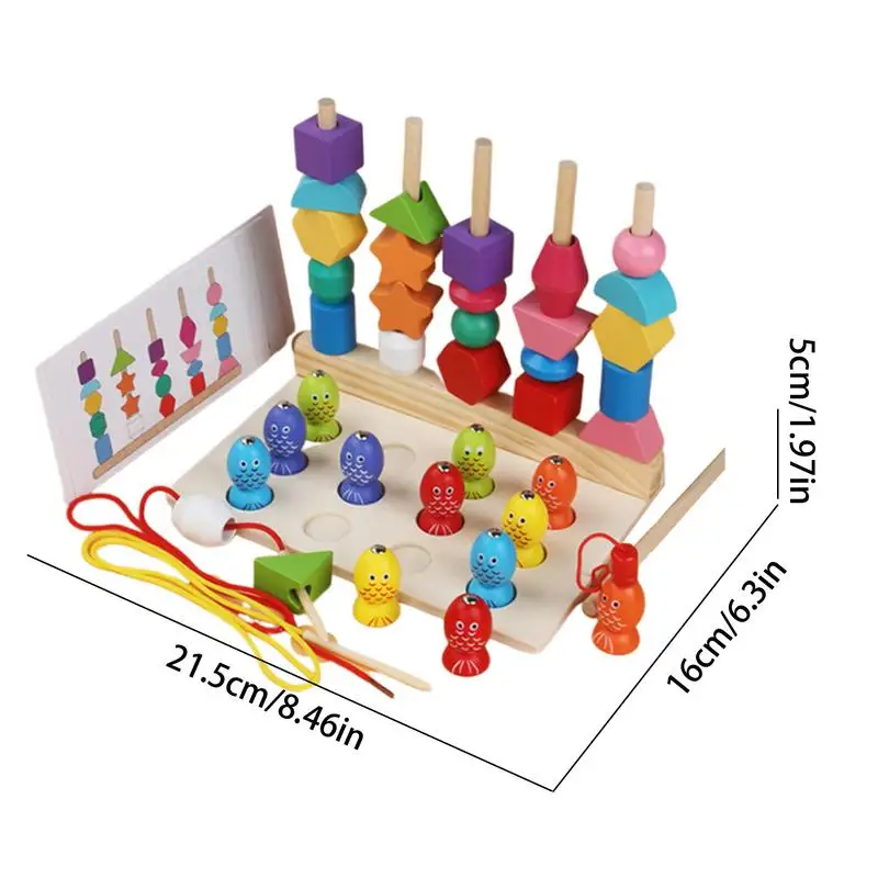 Ensemble de jouets de séquençage de perles en bois Montessori, jouets assortis, couleurs saillantes, empilage, apprentissage perlé