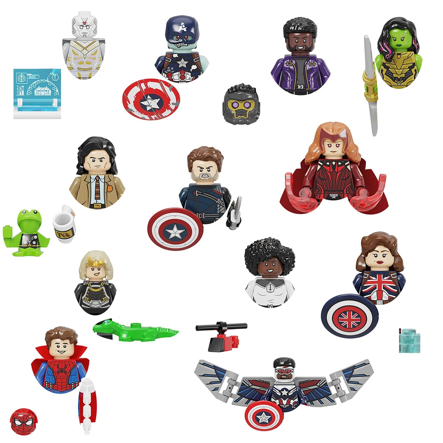 

Hot Toys New Marvel Superhero Building Blocks Set Wanda Vision Loki Captain America Action Figures Kids Mini Doll Toy Gifts