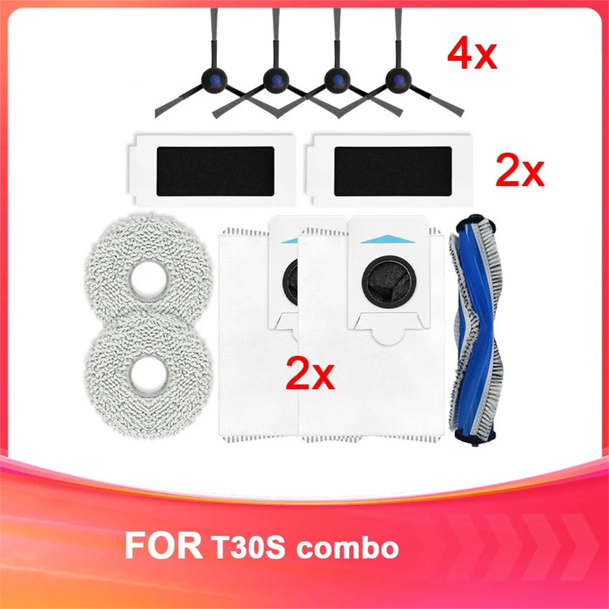 FZFZ Suitable for T30S Combo Sweeper Accessories Filter Mop Rag Dust Bag Sweeper Replacement