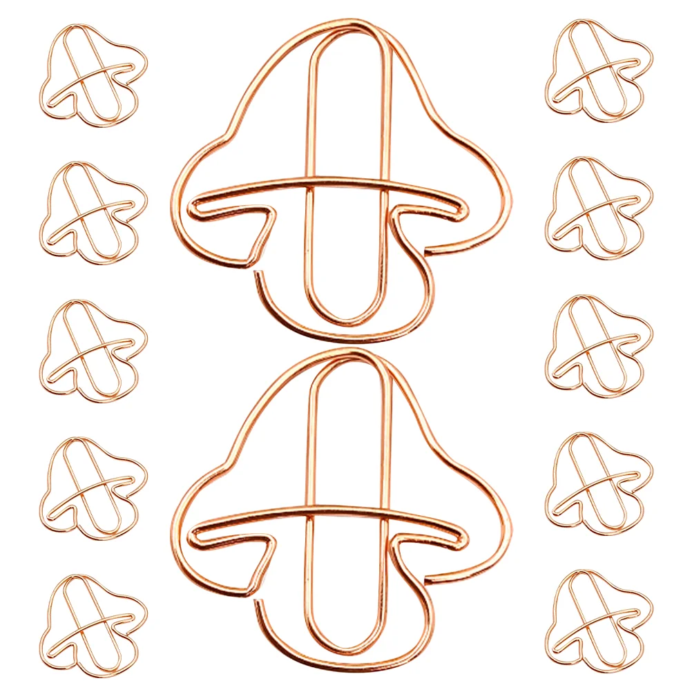 

20 Pcs Mushroom Paper Clip Desk Accessories File Clips Small Decorate 300X300X020CM Document Rose Gold Office Student