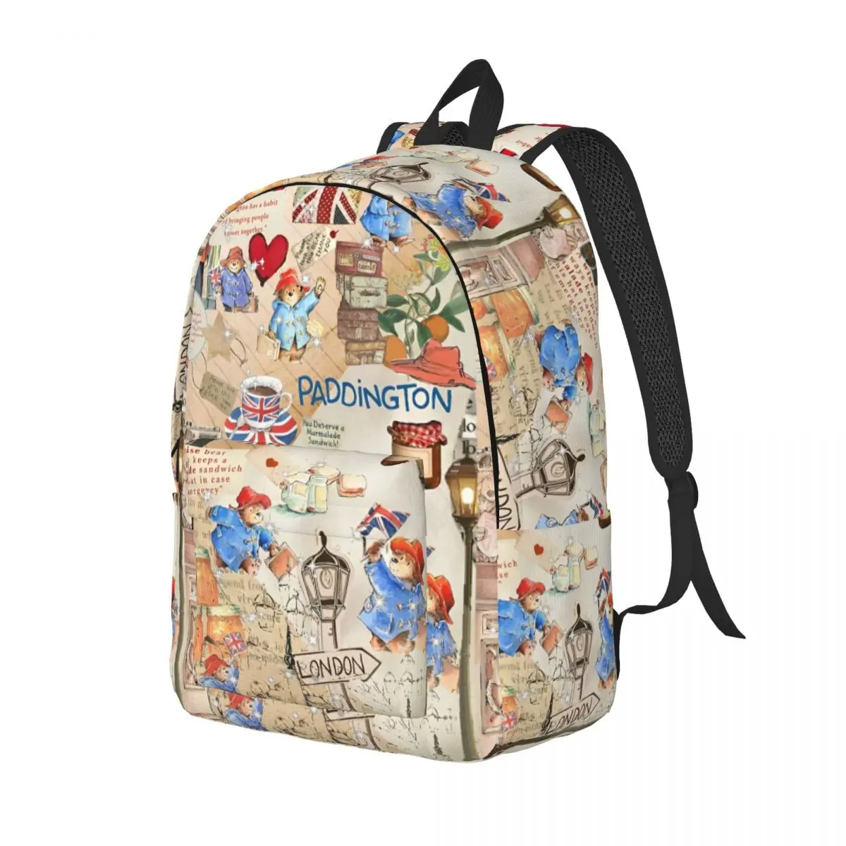 Britain Paddington Brown Bear Backpack for Men Women Student Hiking Travel Daypack Cute Movie Cartoon College Shoulder Bag Gift