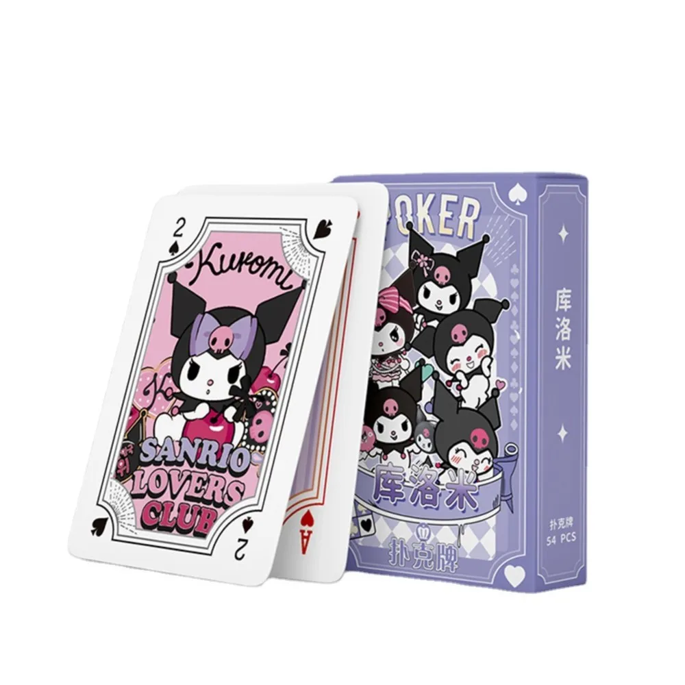 Sanrio Poker Kawaii Cartoon Kuromi Hello Kitty Cinnamoroll Melody Kids Playing Hobby Collectibles Card Games Toy Deck Collection