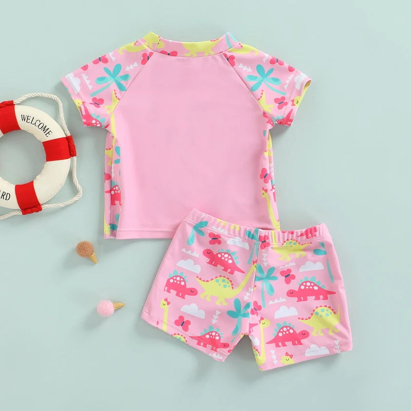 

Girl s Two-Piece Floral Print Swimsuit Baby Toddler Kid Girl Ruffle Sleeve Tops Bottoms Set with Bow Detail