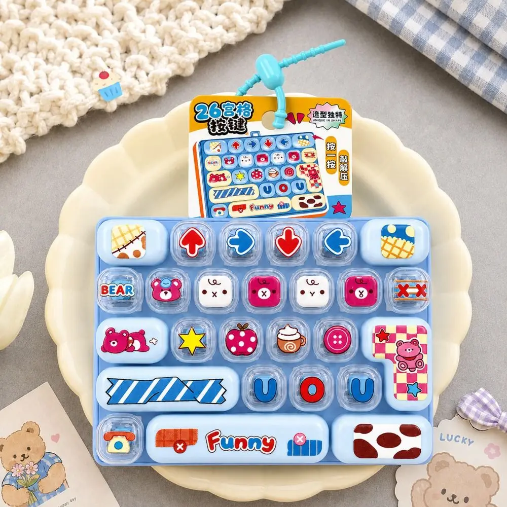 Animal Theme 26 Keys Keyboard Keychain Clear Key Sounds Plastic Fingertip Button Key Ring Pressable Keys Cartoon