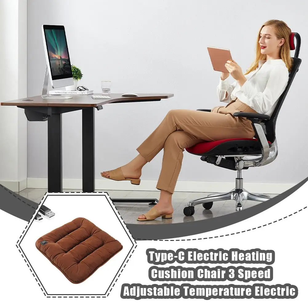1pcs Electric Heated Seat Cushion USB Warming Pad Plush Universal Chair Mat Home Office Auto Winter Heating Pads Portable Gift
