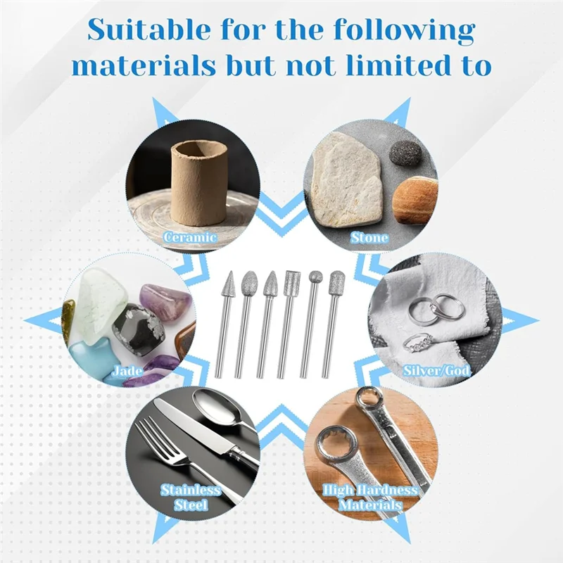 ABLN-Drill Grinding Bit Set 20 Pcs Stone Carving Tools Set With 1/8 Inch Shank For Carving, Engraving, Glass, Jewelry