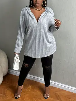 Nadměrné velikosti, evropské a americké, přeshraniční, podzimní a zimní, nová ležérní jednobarevná mikina s kapucí a zipem na polovinu 8 nejlepší prodej AliExpress Plus - №4