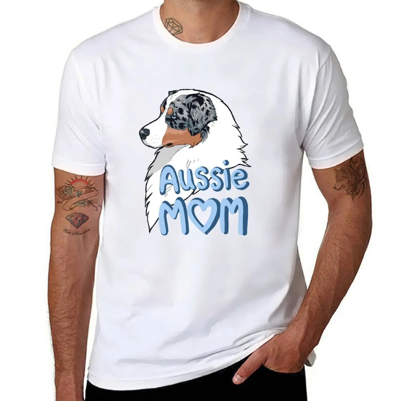 Camiseta azul Merle Aussie Mom camisetas designer de algodão pacote de camisetas
