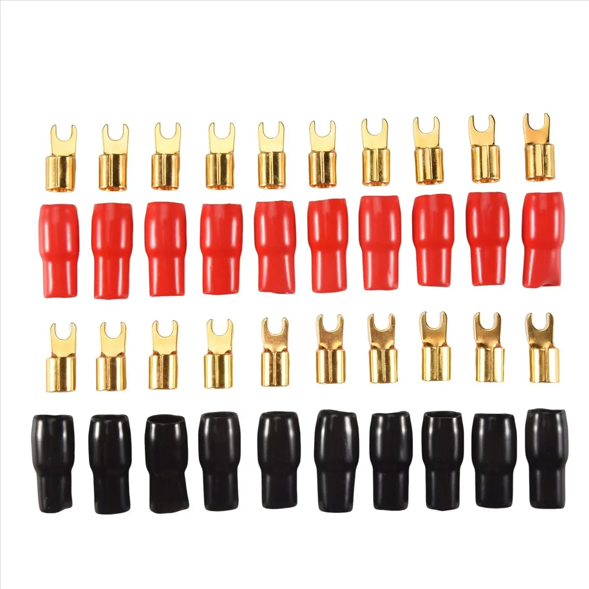ABBQ SALE Terminal Spade Fork Adapter Connector Plug Crimp Barrier Spades Speaker Wire Terminal Plug-4GA