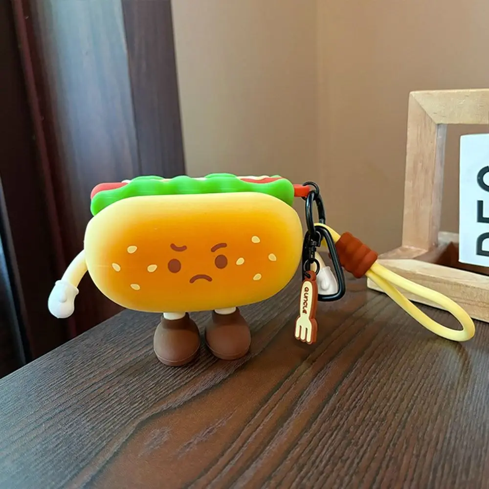 Soft Silicone Cartoon Bread Coin Bag Afternoon Tea Series with Handle Rope Zipper Keys Pouch Realistic Looking Reusable