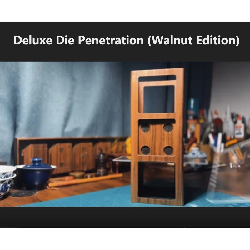 

Deluxe Die Penetration (Walnut Edition) Stage Magic Tricks Illusions Close Up Magic Props Street Mentalism Magician Professional