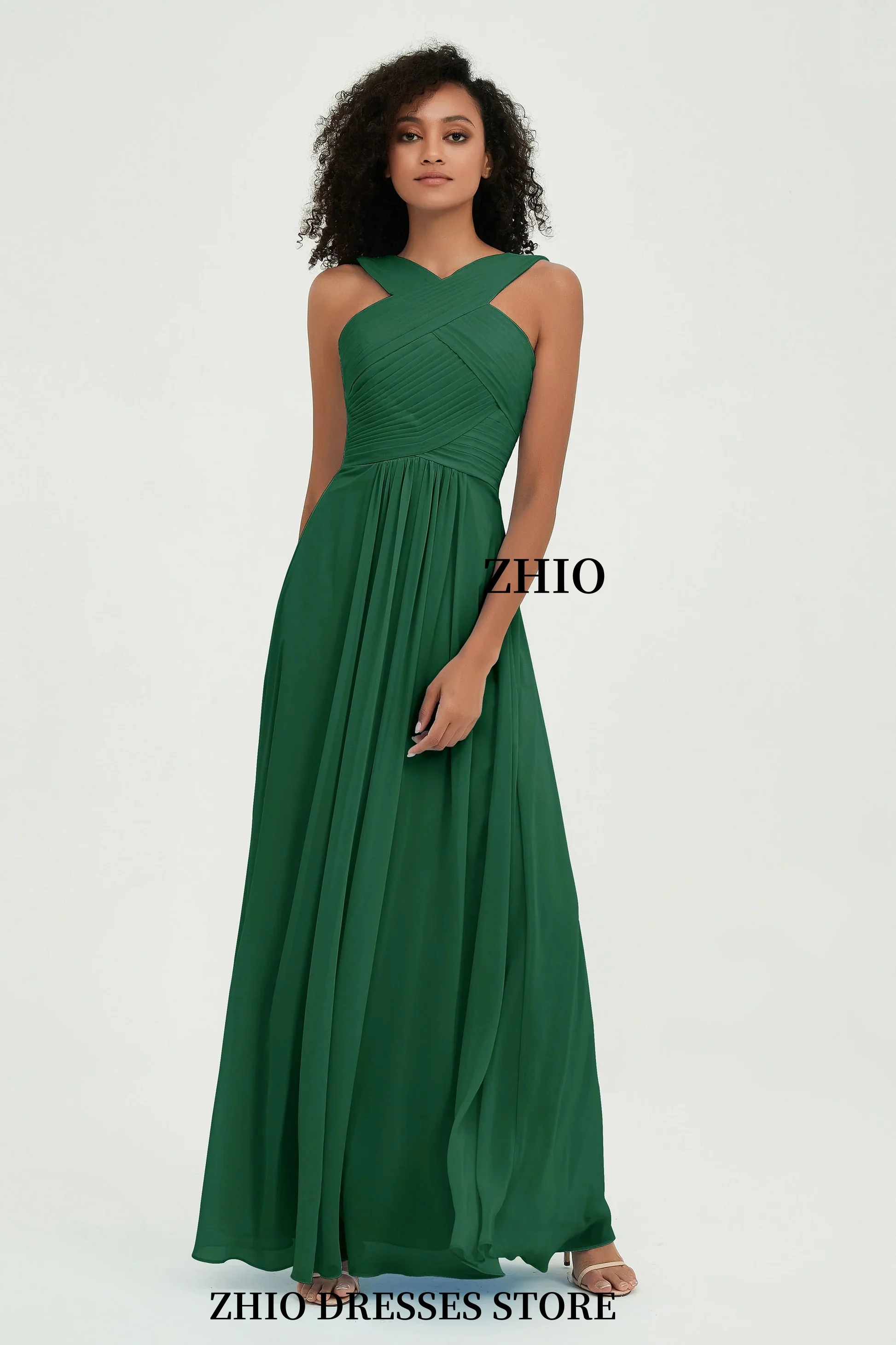 ZHIO – robe de demoiselle d'honneur de mariage romantique, ligne a, en mousseline de soie, col à bretelles, robe de Cocktail pour événement spécial, personnalisée