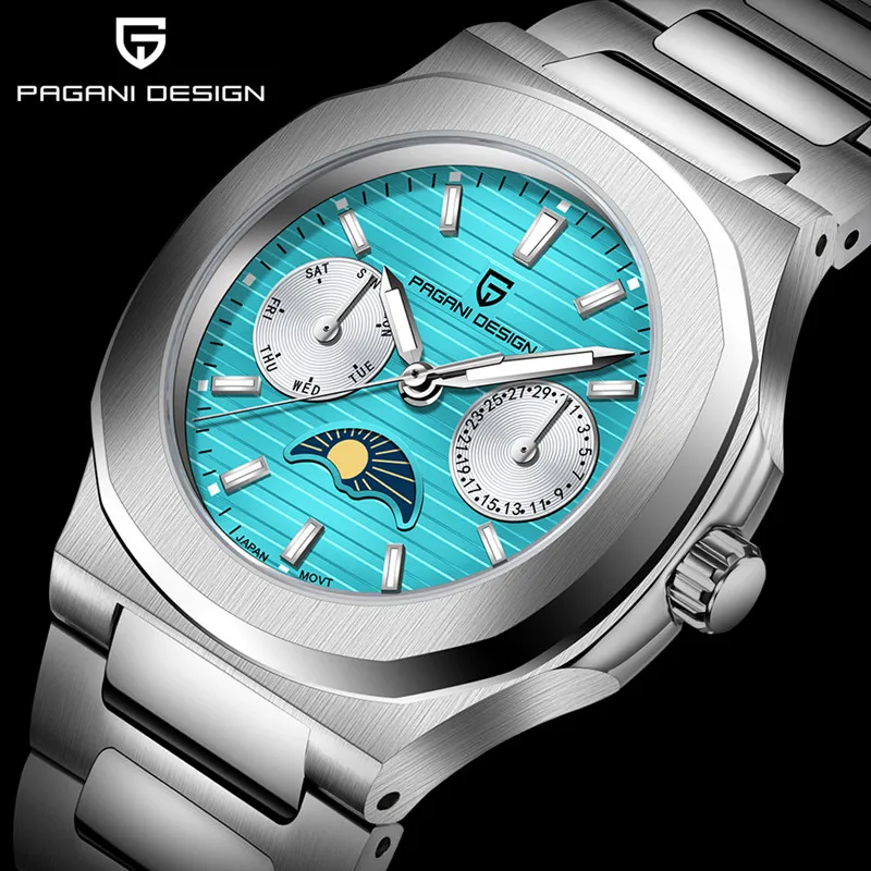 PAGANI DESIGN Mens Watches Luxury Quartz Watch Waterproof Sapphire Mirror Stainless Steel Luxury Wristwatch Clock Reloj Hombre